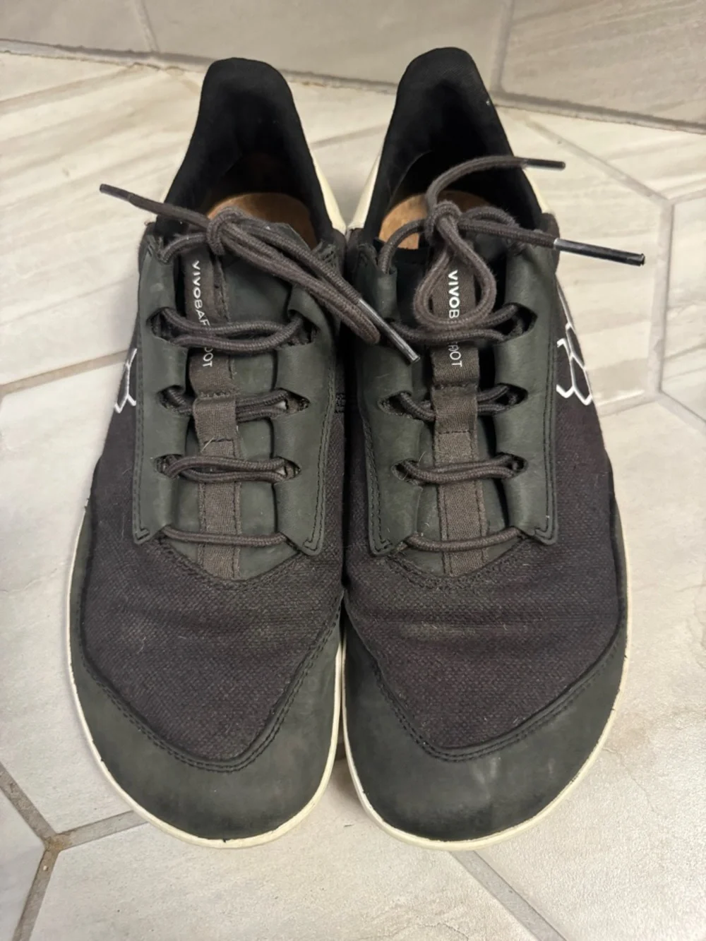 Vivo Barefoot Black Sneakers with Cream and Yellow Accents